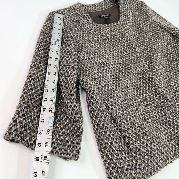 Eileen Fisher Sweater Womens PM Brown Cropped Knit Wool Alpaca Snap Front - Picture 4 of 12